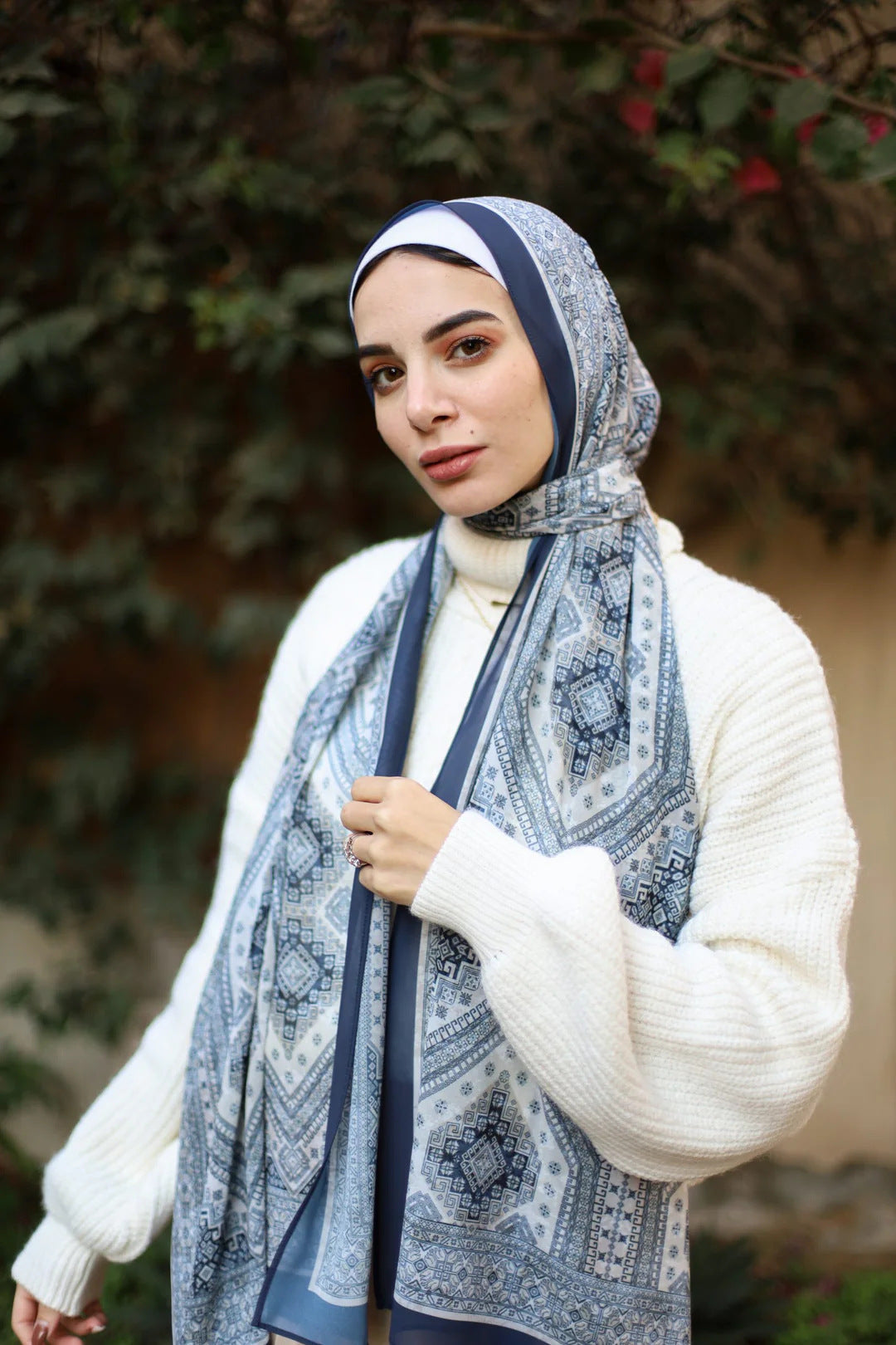 Satin Hijab Printed Shawl Headscarf 1style Above 175cm