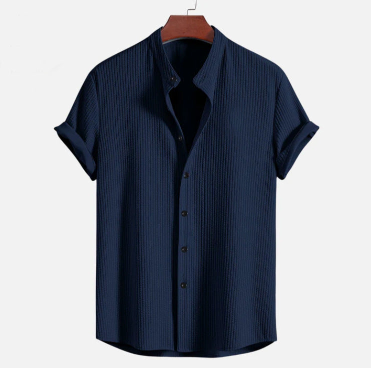 Short Sleeve Loose Shirt Navy Blue