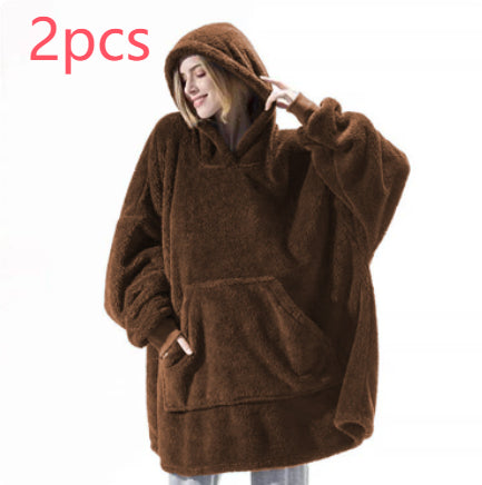Hoodie Sweatshirt With Big Pocket Wearable Blanket