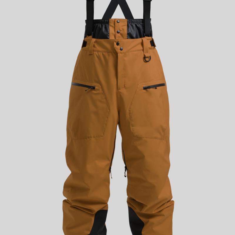 New Strap Thickened Waterproof Ski Pants Men Brown