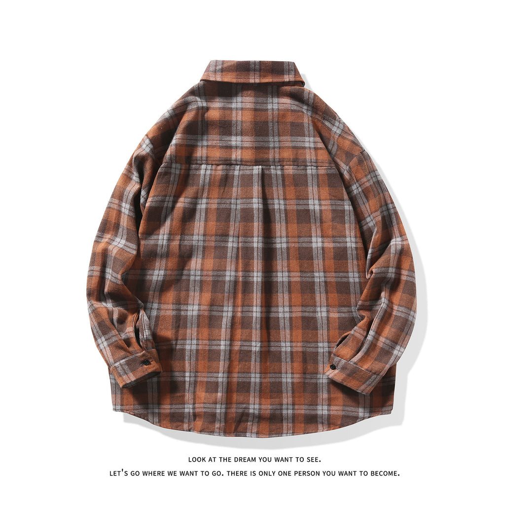 Loose-fitting Casual Plaid Shirt