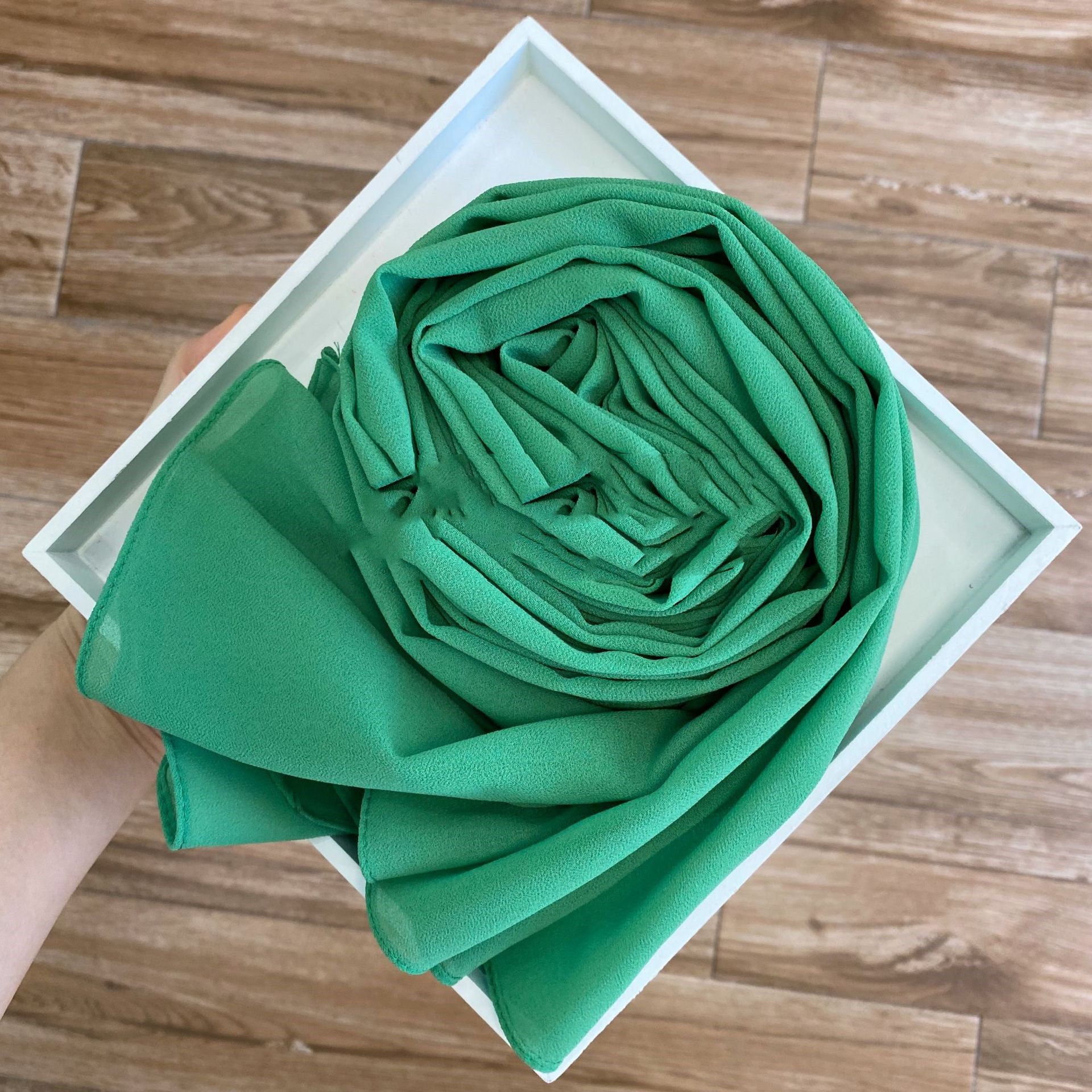 Women's Hijab Solid Pearl Chiffon Scarf Turquoise