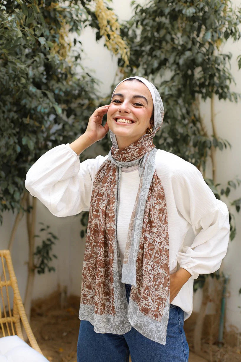 Satin Hijab Printed Shawl Headscarf 49style Above 175cm