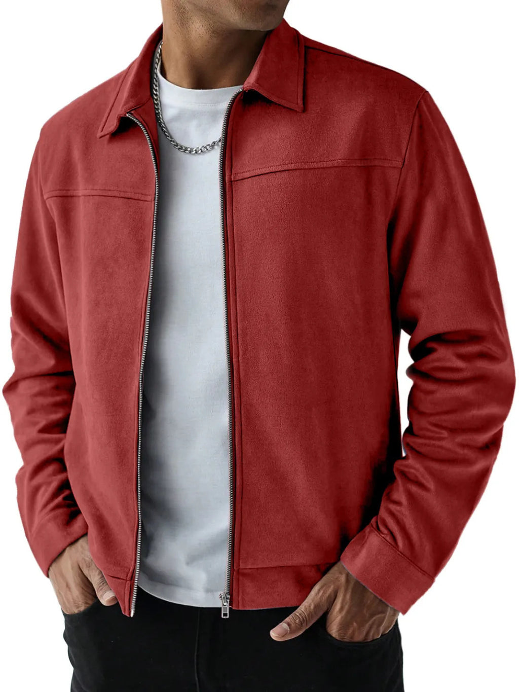 Casual Versatile Long Sleeve Jacket Red