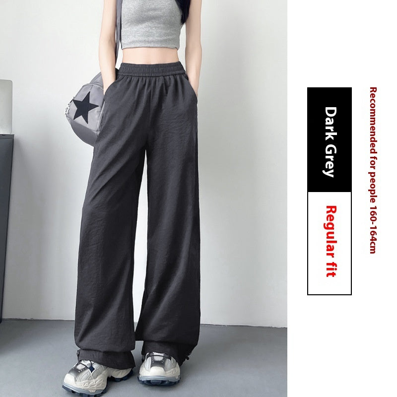 Cotton-like Wide-leg Sunscreen Pants Conventional Dark Gray H17642