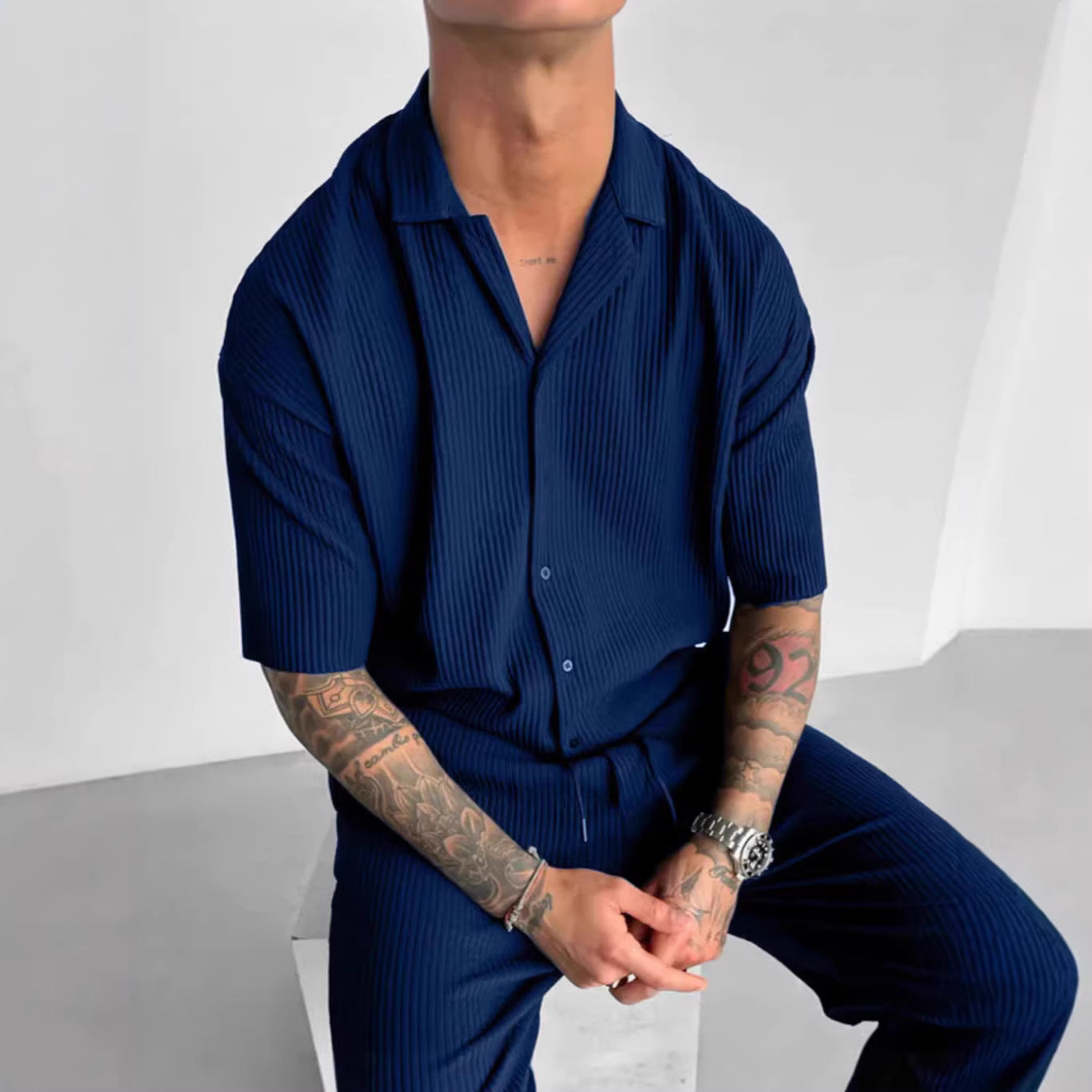 Solid-Color Casual Cardigan Shirt