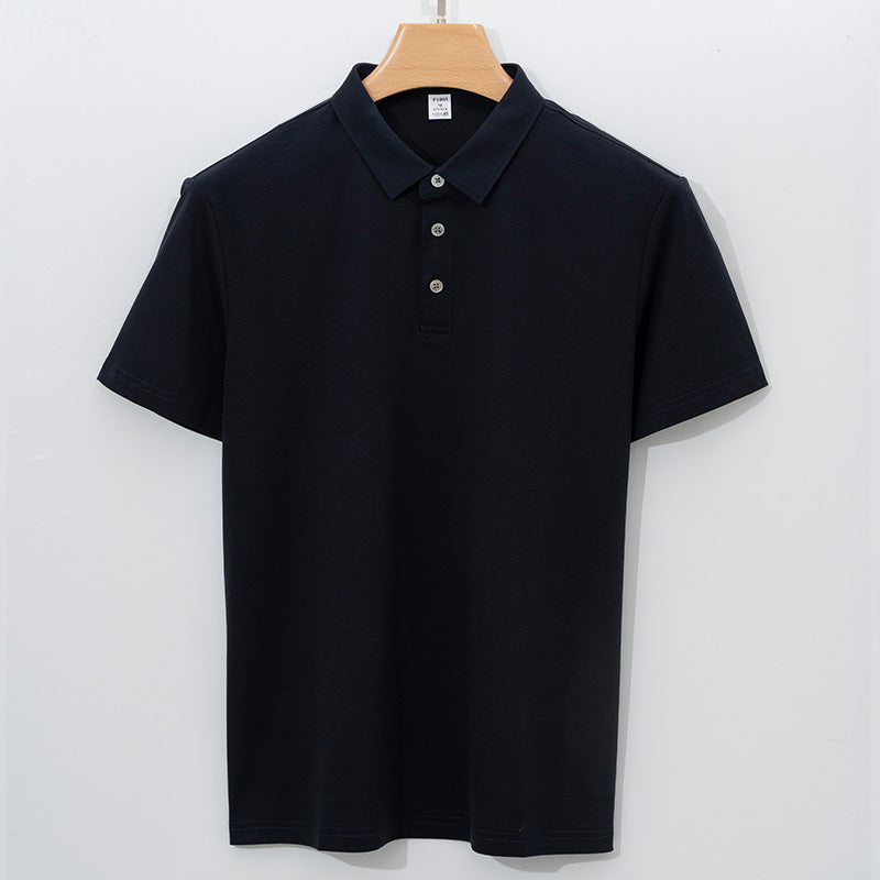 Double-sided Mercerized Cotton Polo Shirt Black