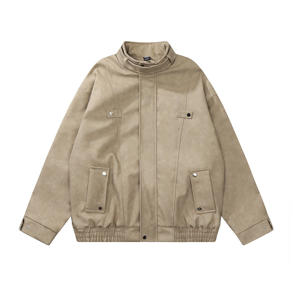 Old Money Leather Coat Male