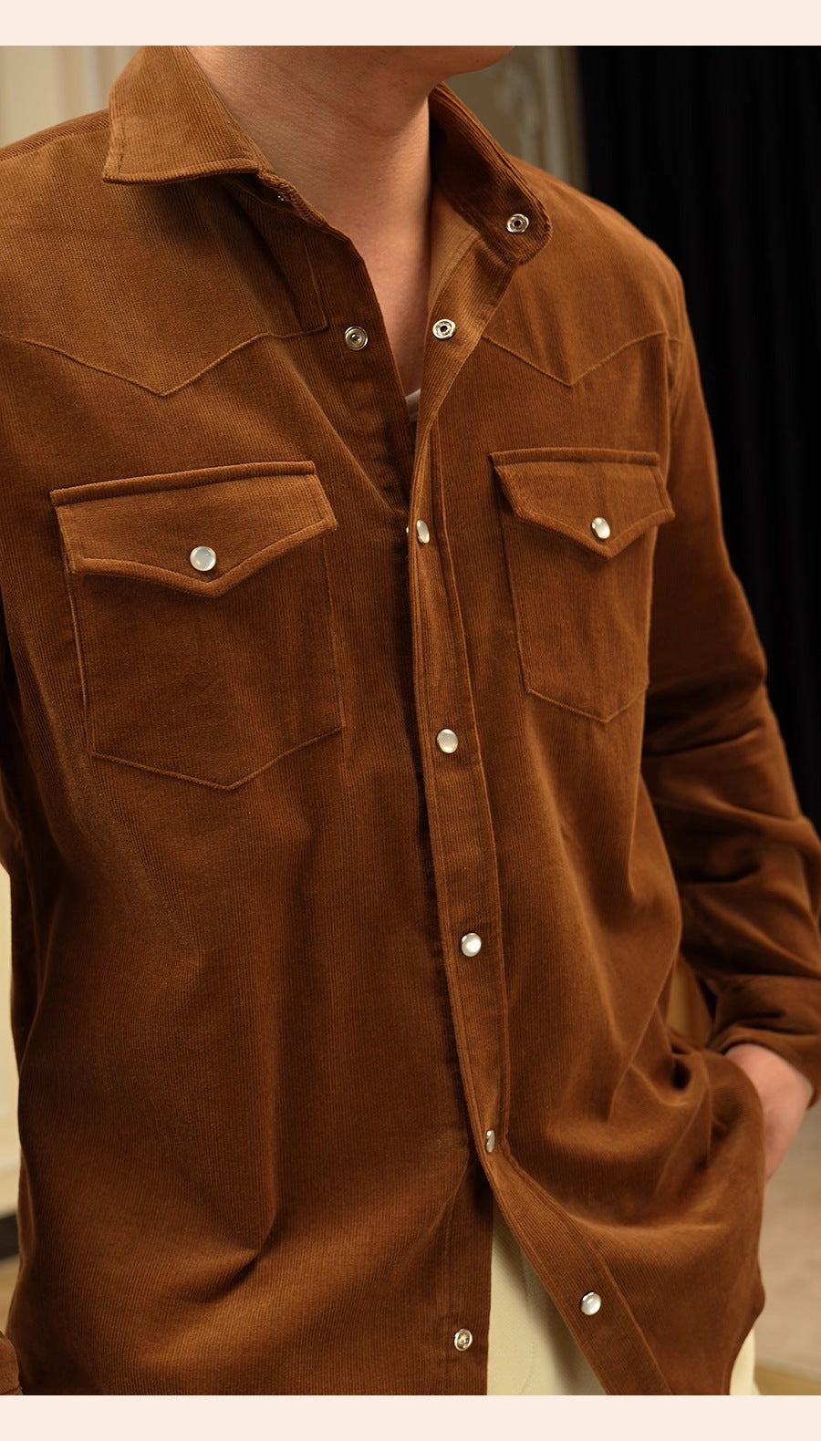 Casual Business Shirt Pure Cotton Dark Brown