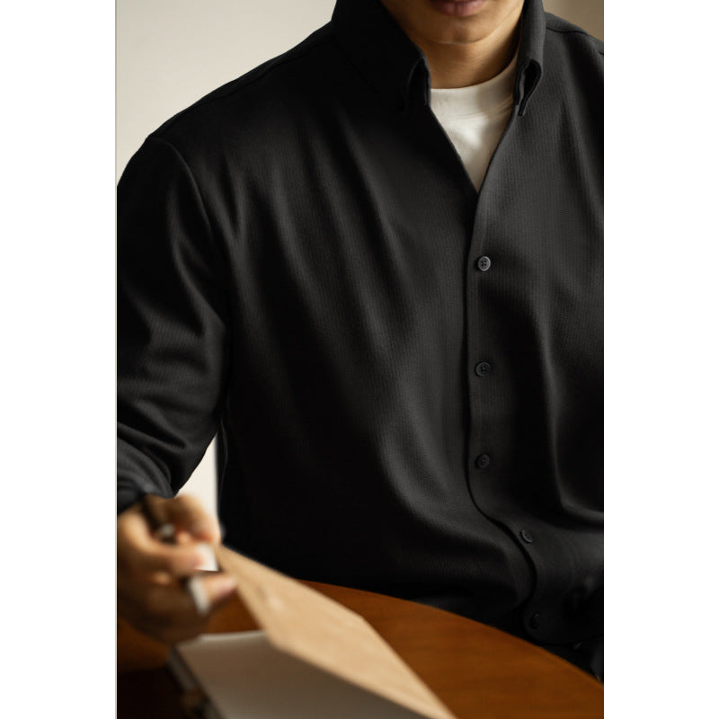 Warm V Neck Long Sleeve Shirt Black
