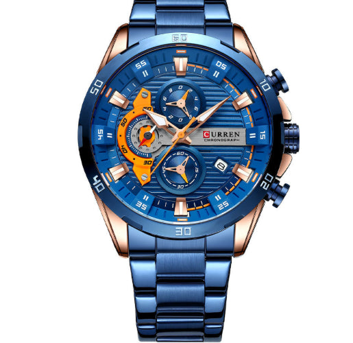 Round Quartz Watch A Stylish Timepiece Rose Shell Blue