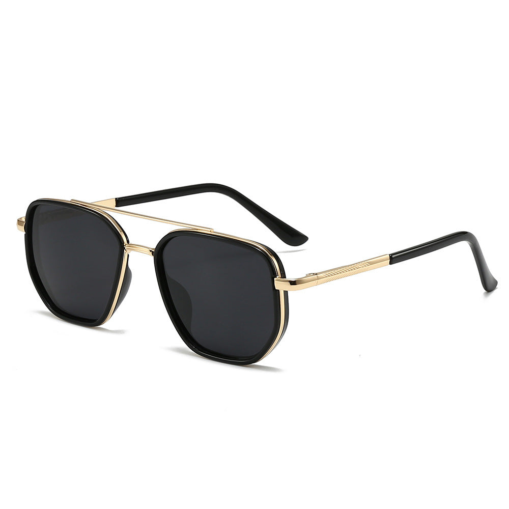 New UV-Protective Chanel-Style Metal Sunglasses For Men Gold Black