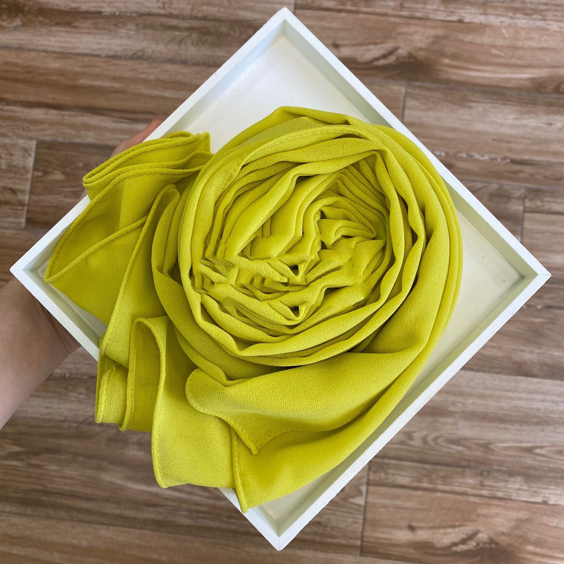 Women's Hijab Solid Pearl Chiffon Scarf Willow bud green
