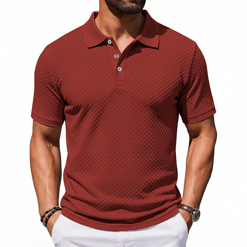 Mens Plaid Polo Shirt Breathable