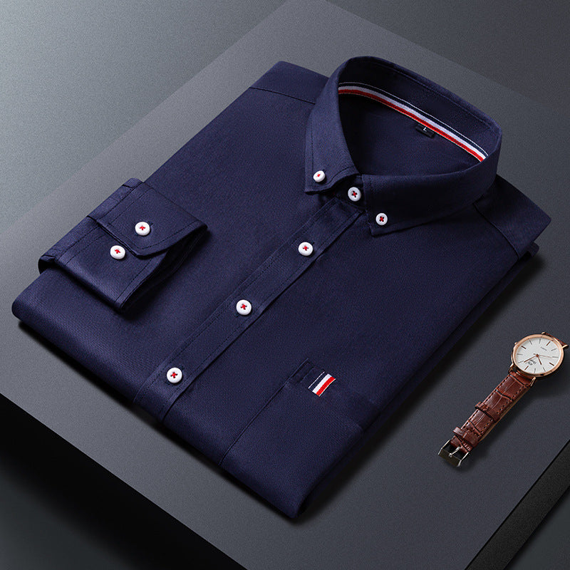 Mens Casual Shirt Fashion Business Dress Shirts Men Clothes Navy