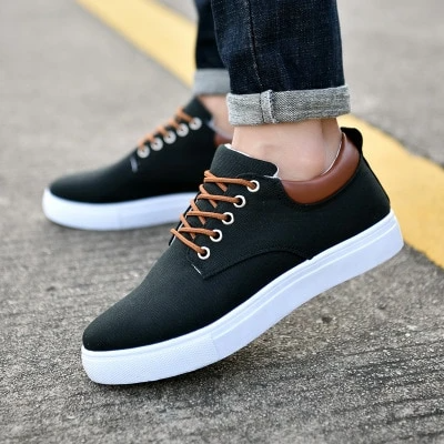 Breathable Mens Casual Canvas Sport Shoes Black