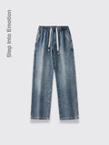 American High Street Retro Loose Casual Straight-leg Pants For Men Retro Blue 2XL