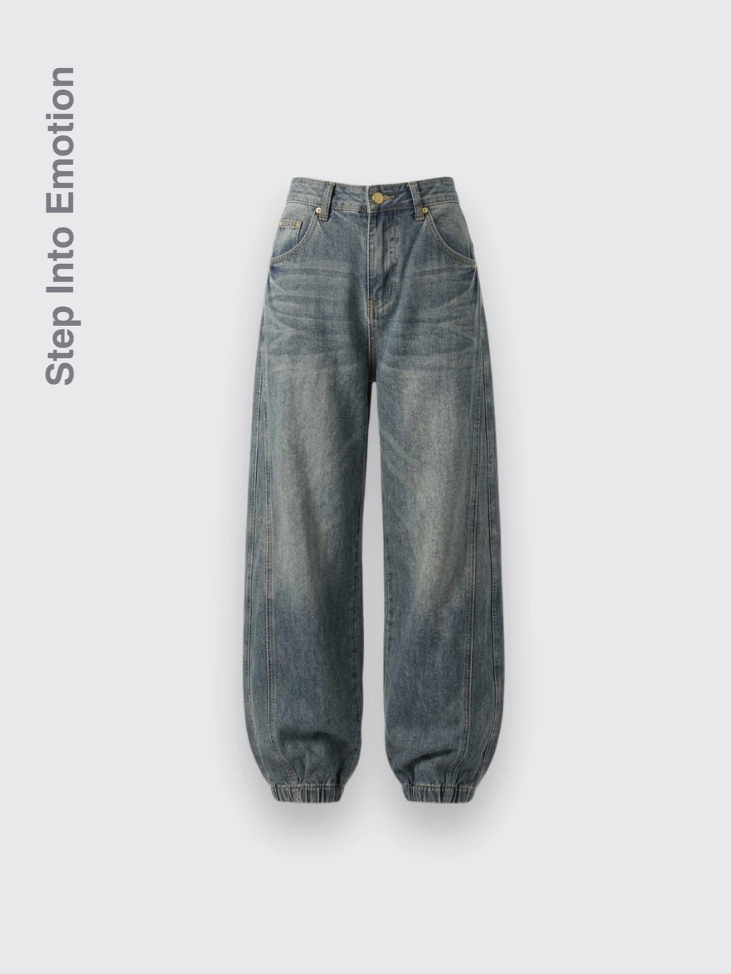 Retro Baguette Banana Denim Jeans Blue 2XL