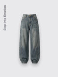 Retro Baguette Banana Denim Jeans Blue 2XL