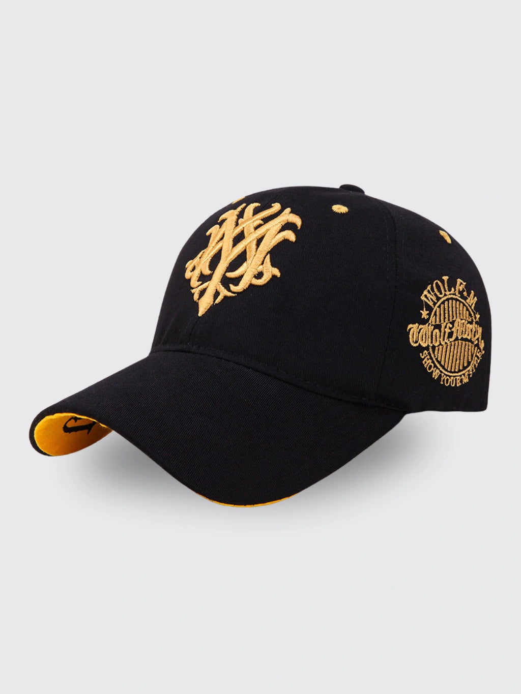 Baseball Outdoor Leisure Sports Peaked Cap Black Gold Adjustable