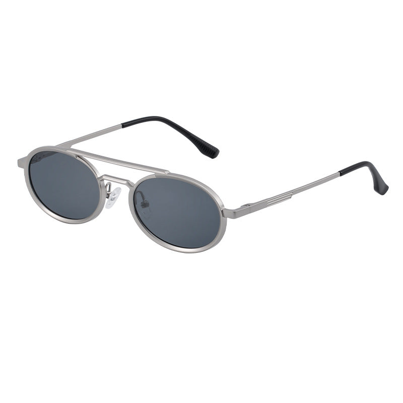 Retro-style Oval-frame Steampunk Sunglasses C9