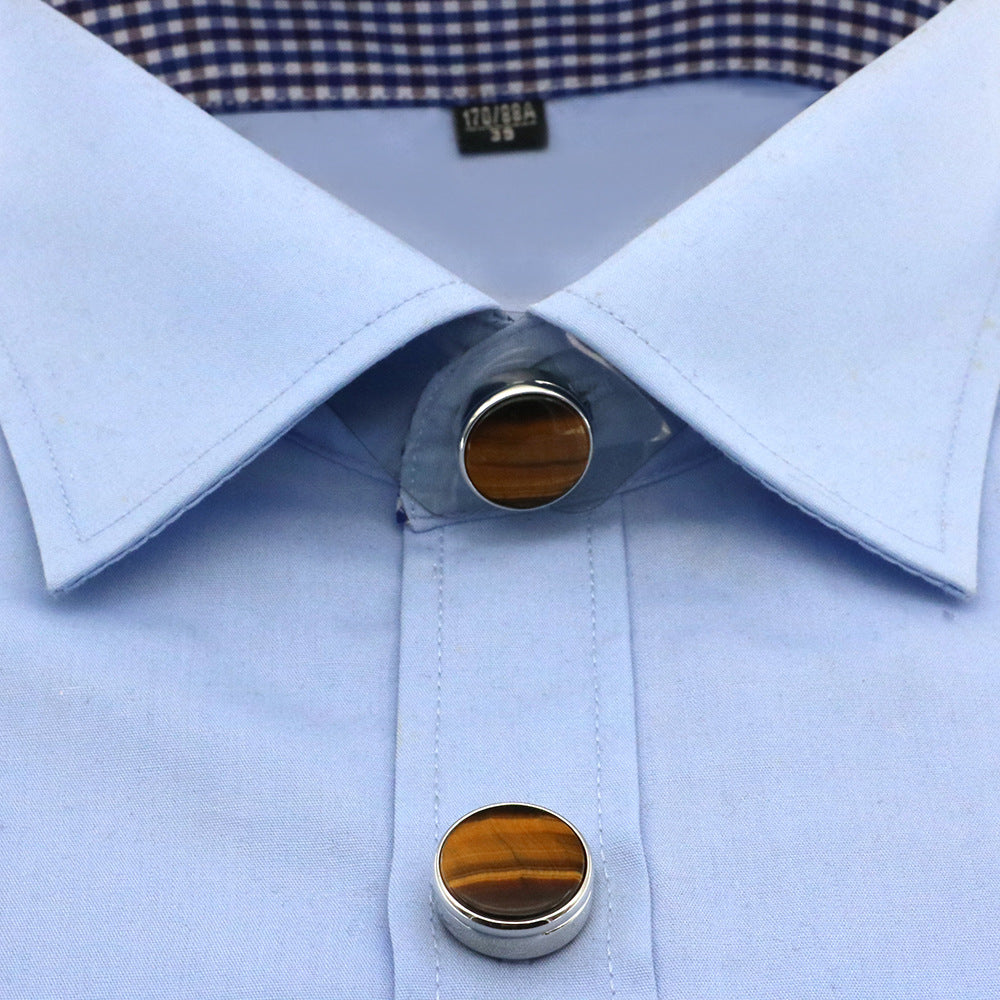 Illegal Button Men's Round Carbon Fiber Cufflink
