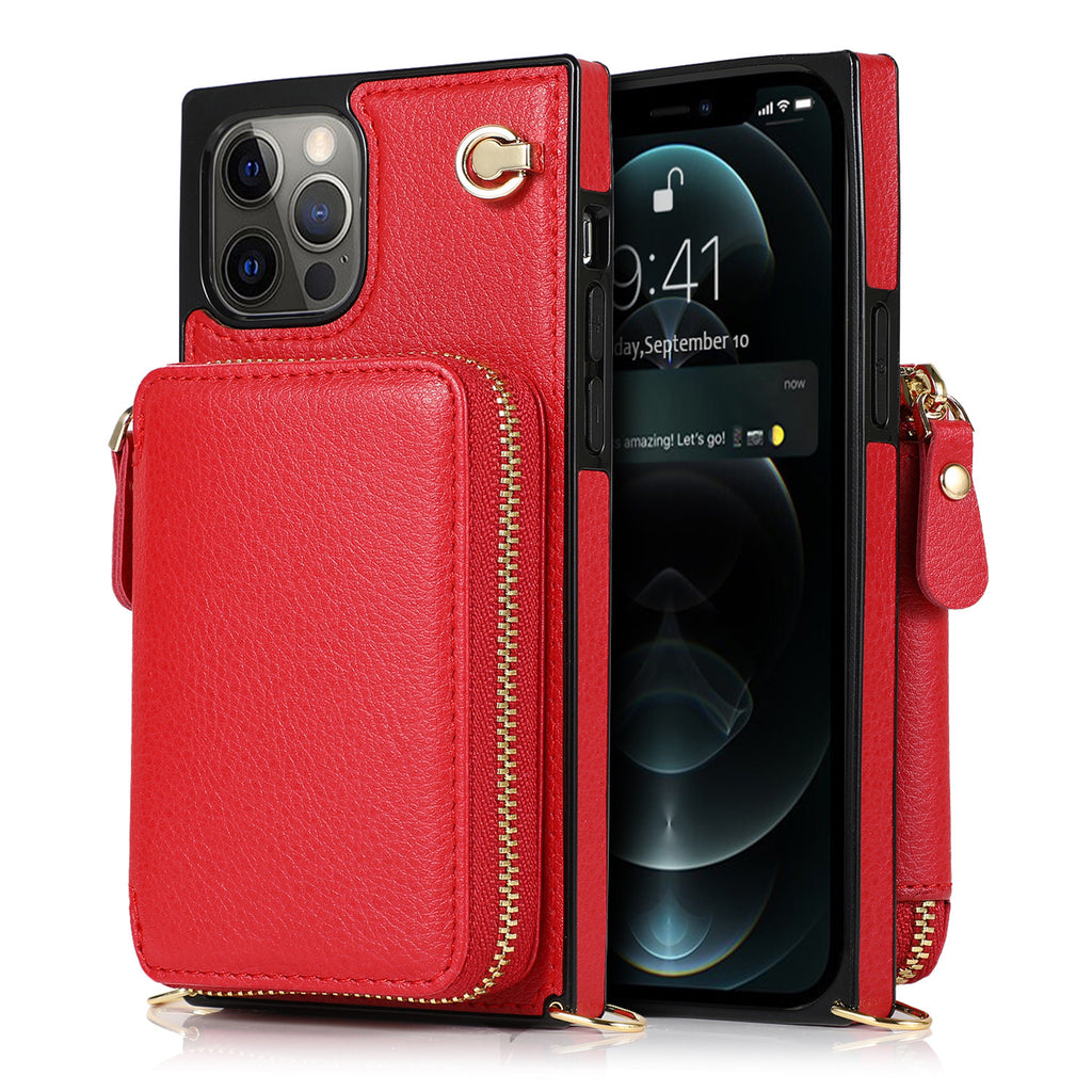Multi-functional Card-inserting Wallet Phone Red