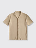 Solid-Color Casual Cardigan Shirt Apricot 2XL