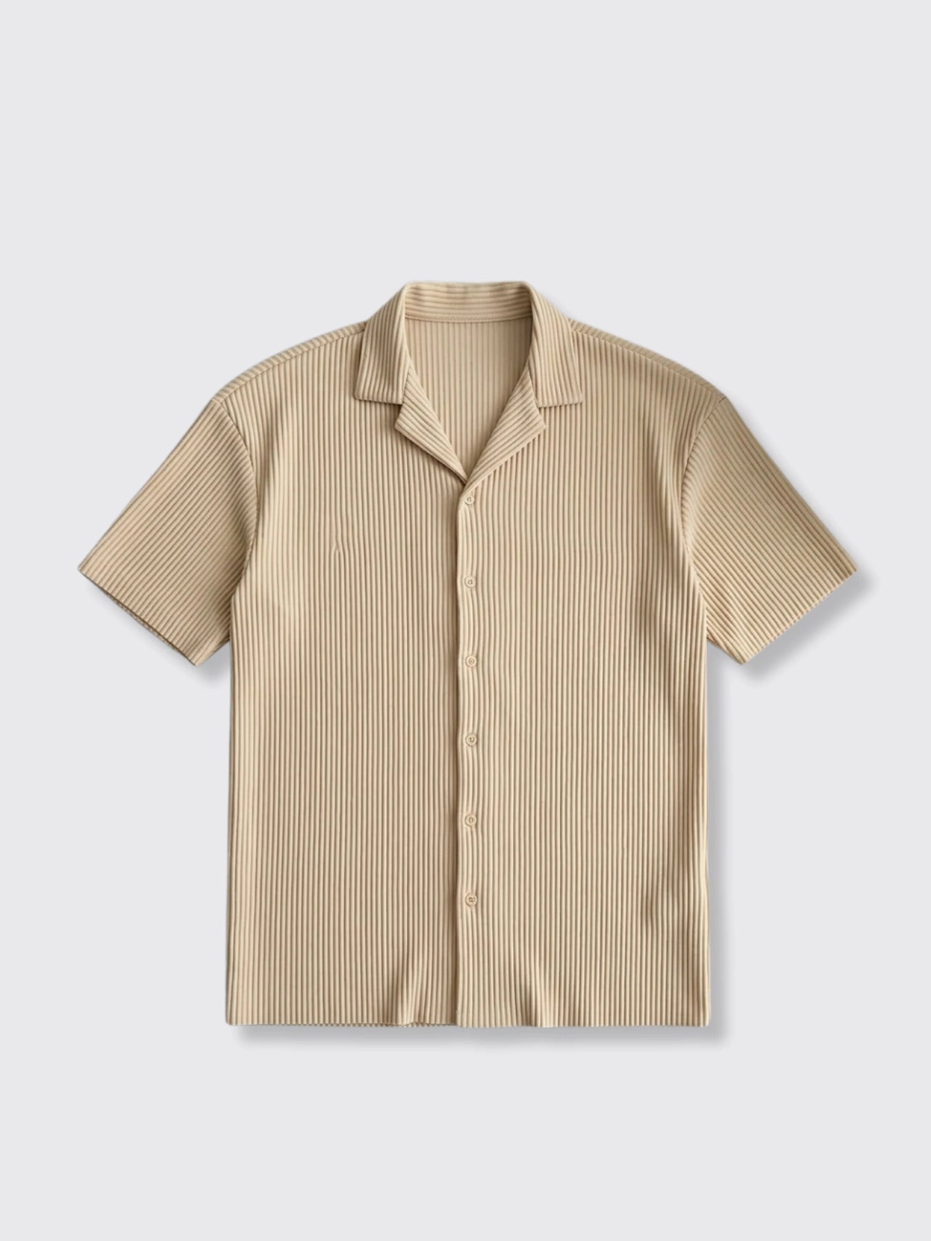 Solid-Color Casual Cardigan Shirt Apricot 2XL