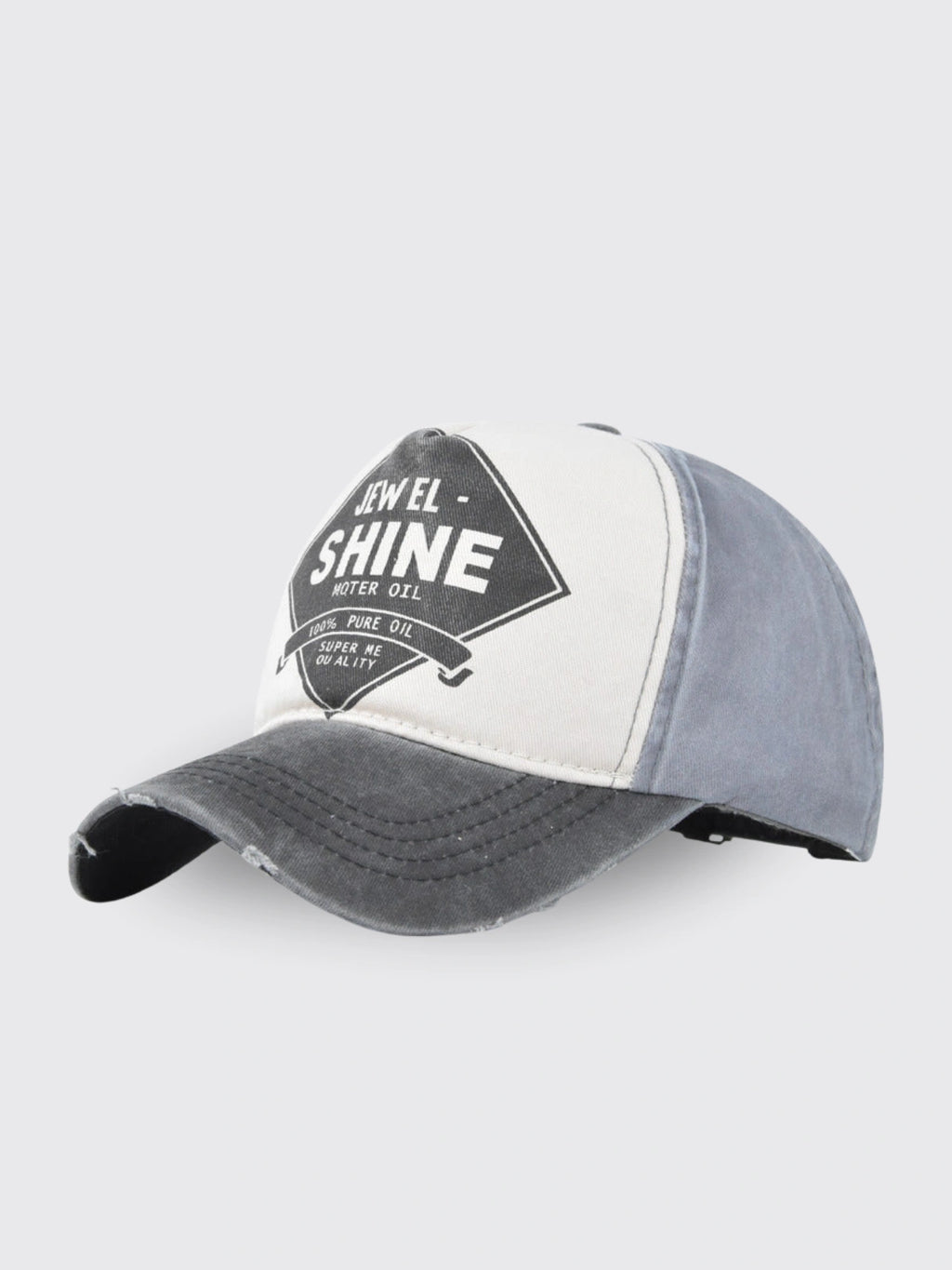 Retro Contrast Color Baseball Cap Black grey adjustable