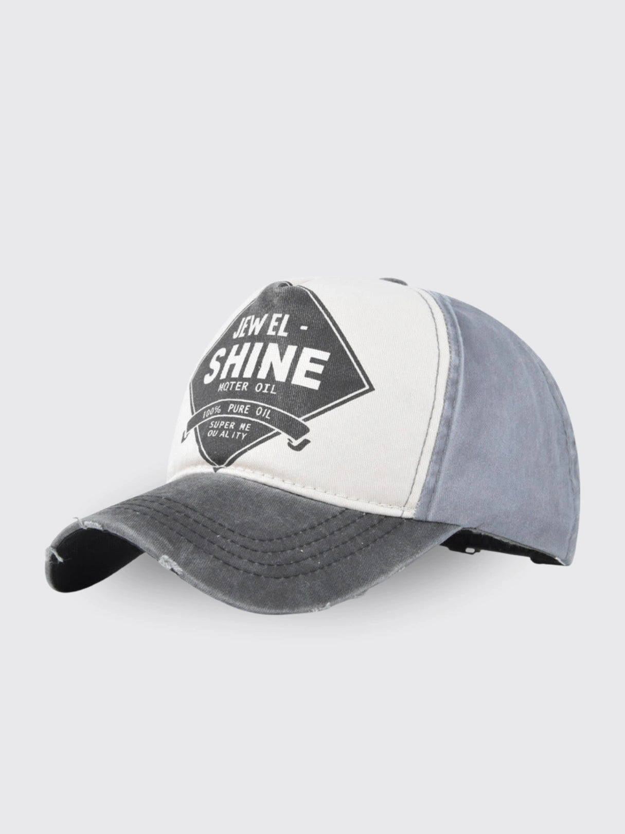 Retro Contrast Color Baseball Cap Black grey adjustable