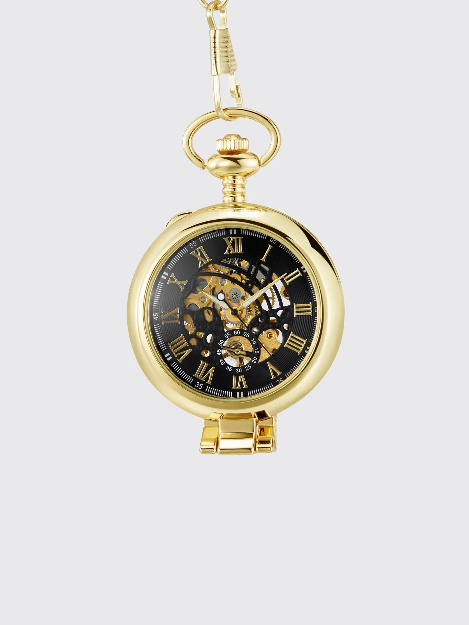 Hollowed-out Magnifying-glass Flip Mechanical Pocket Watch