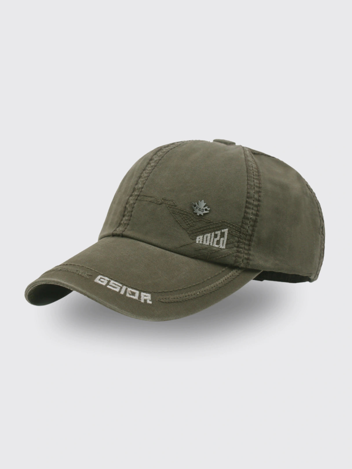 Peaked Cotton Baseball Cap Army Green