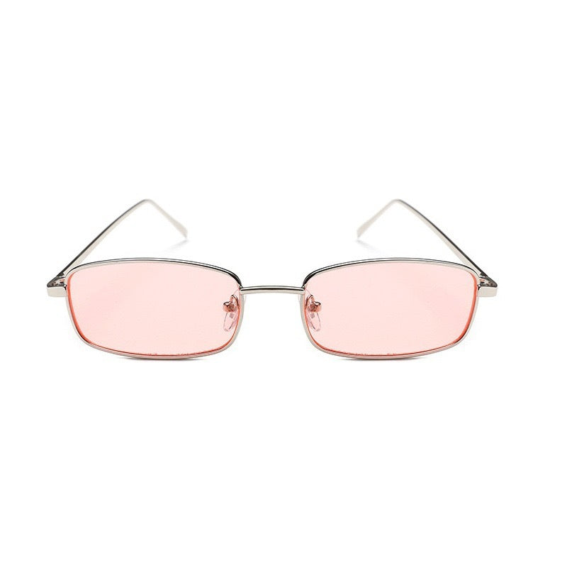 Retro Sunglasses For Men And Women Silver Frame Pink Lens
