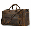 Large Capacity Retro Crazy Horse Leather Travel Bag Brown 24 Inch