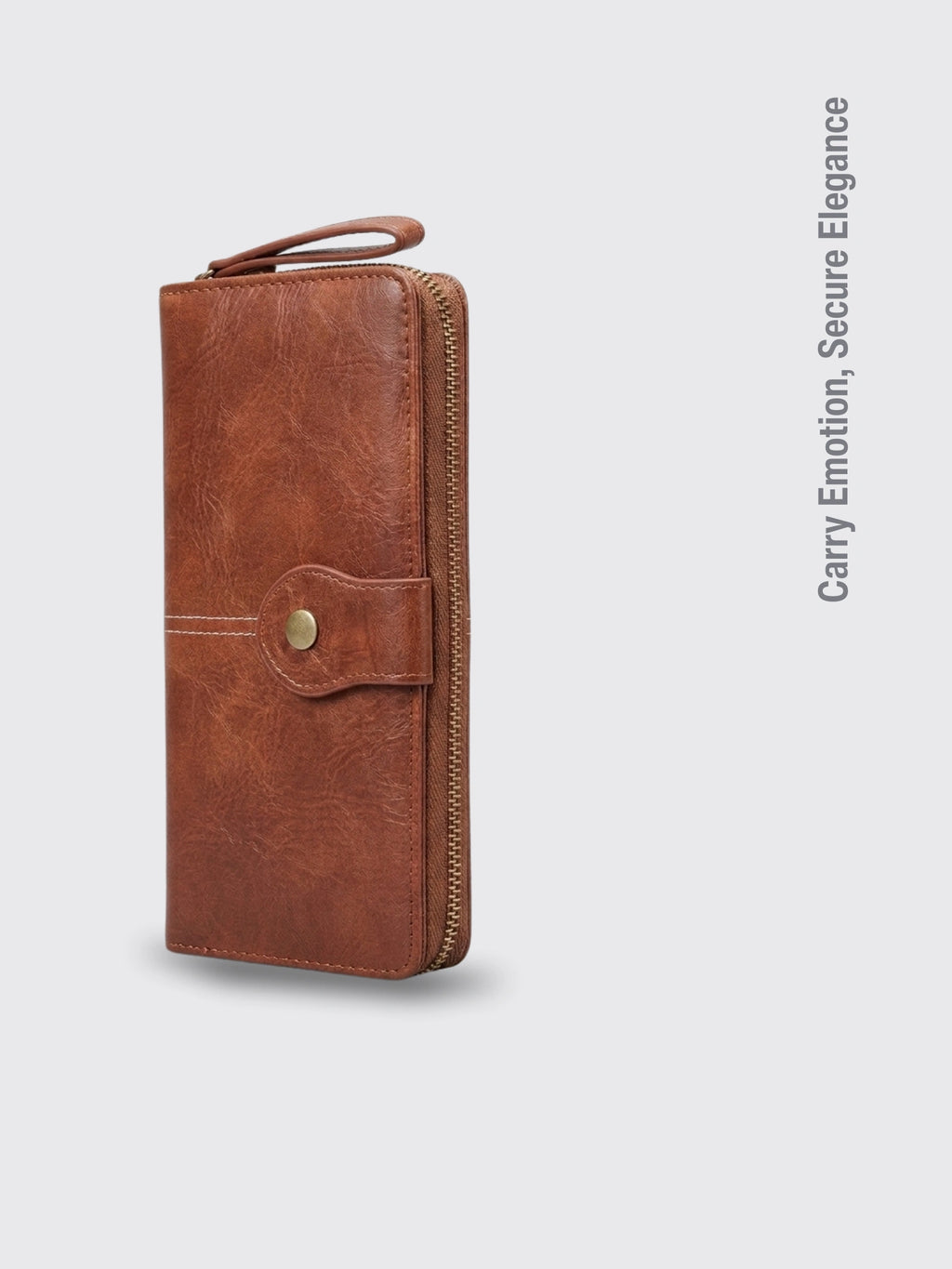 Retro Zipper Long Wallet Pu Leather Lady Brown