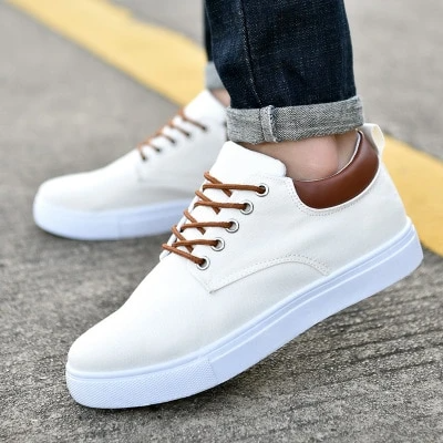 Breathable Mens Casual Canvas Sport Shoes White