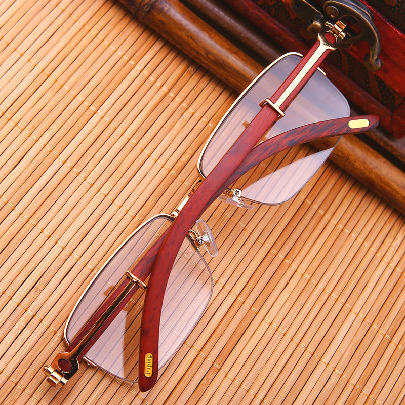 Crystal wood leg sunglasses Light brown