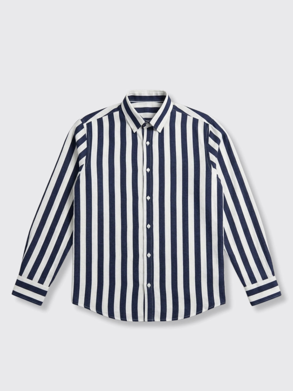 Stylish Striped Button-down Shirt Sapphire Blue 2XL