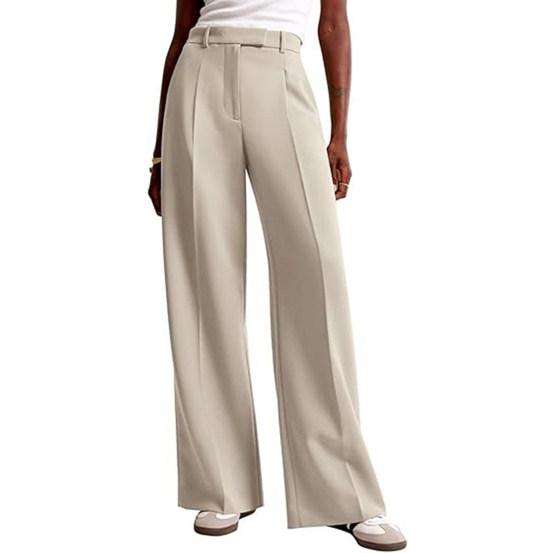 Casual Straight-Leg Business Suit Pants Apricot