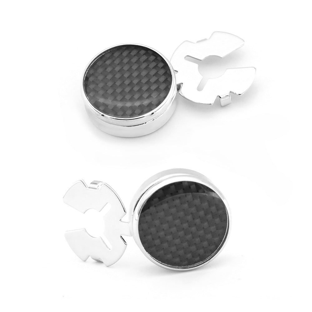 Illegal Button Men's Round Carbon Fiber Cufflink