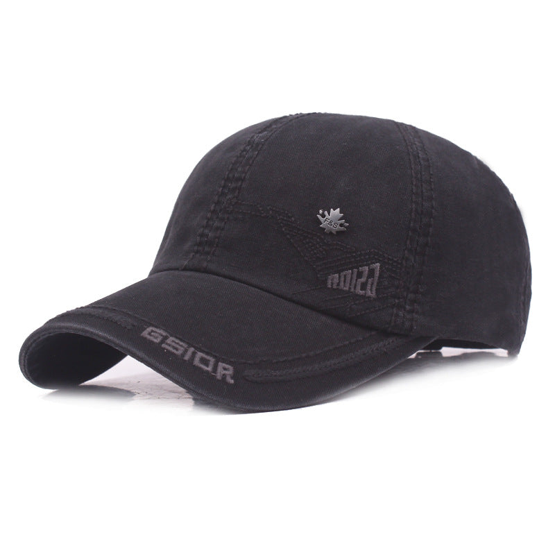Peaked Cotton Baseball Cap Black