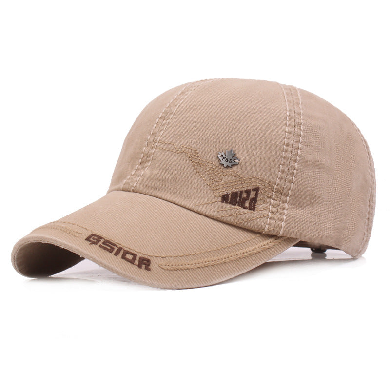 Peaked Cotton Baseball Cap Khaki
