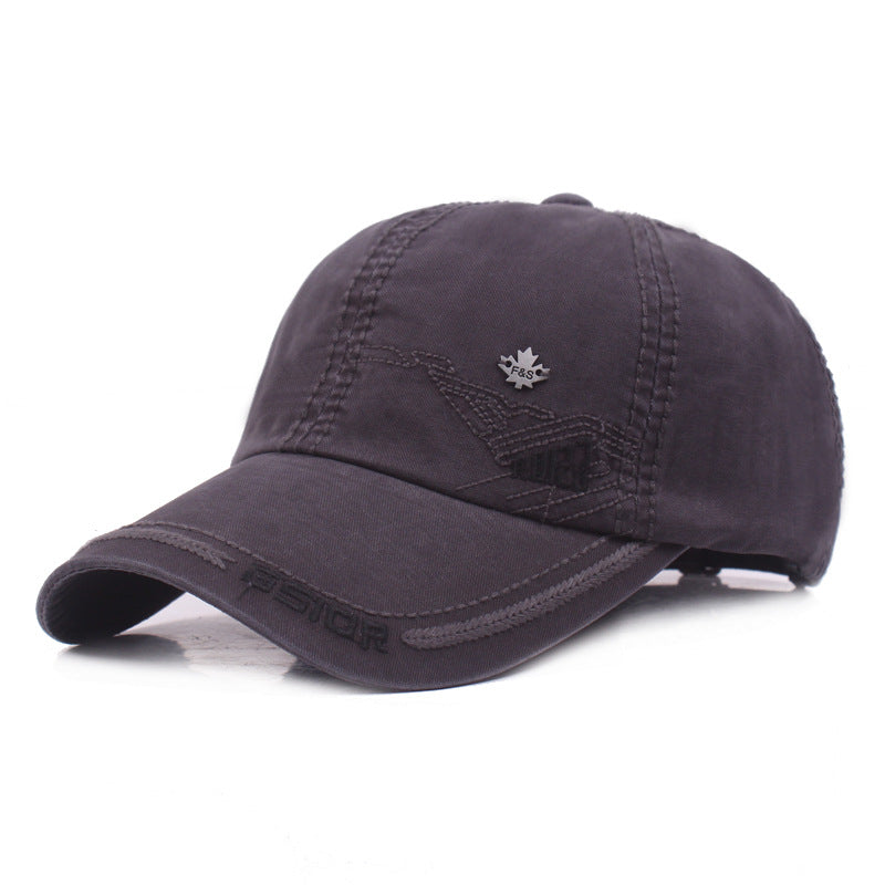 Peaked Cotton Baseball Cap Grey