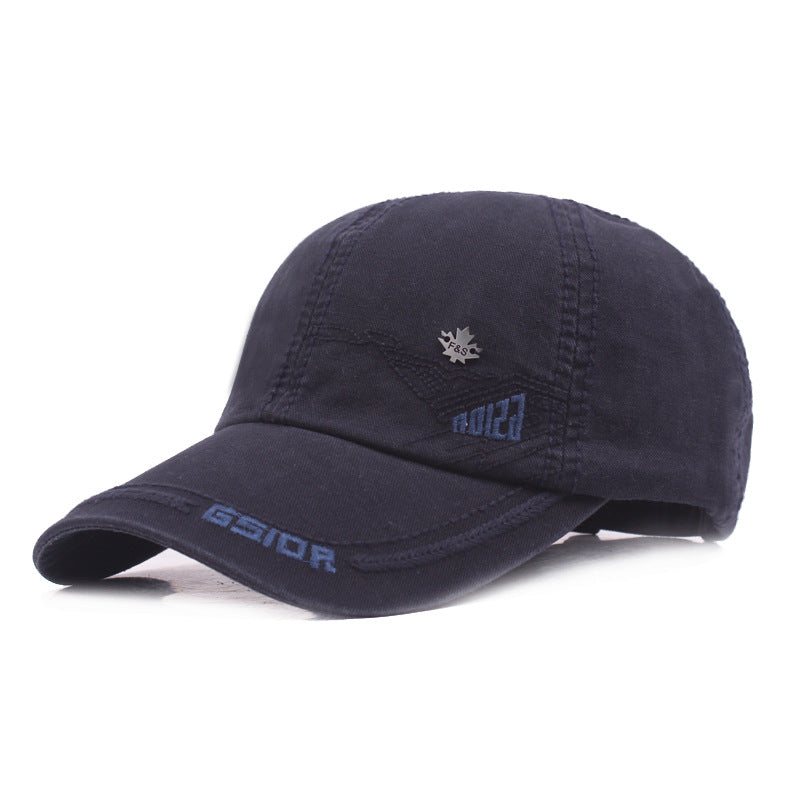 Peaked Cotton Baseball Cap Navy Blue