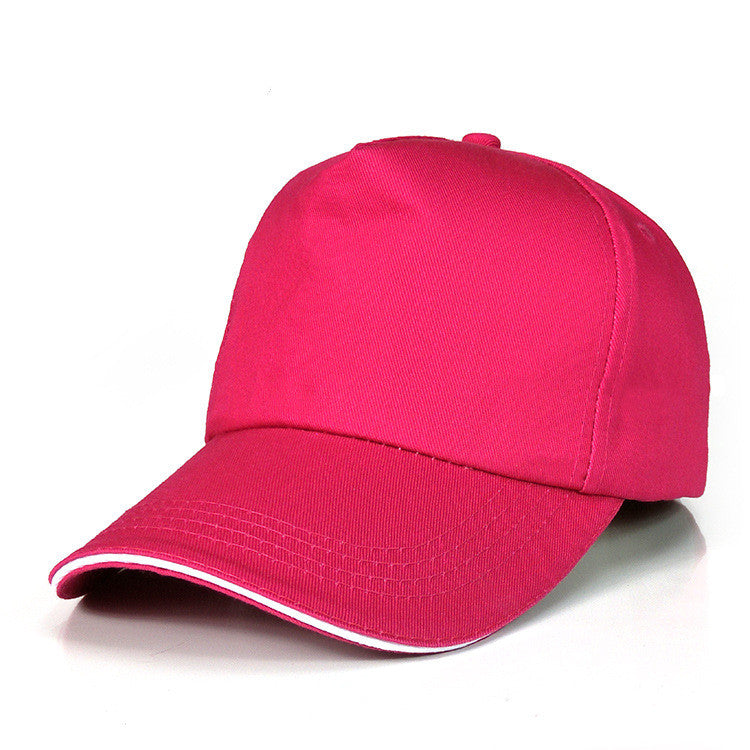 Baseball Cotton Embroidery Work Cap Rose Red L
