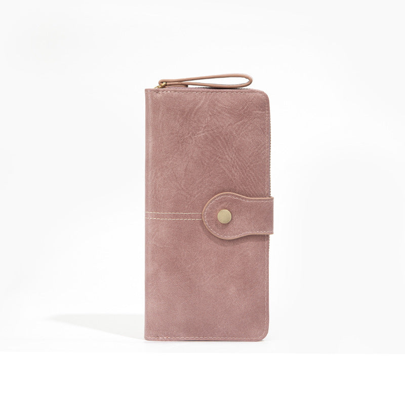 Retro Zipper Long Wallet Pu Leather Lady Taro purple