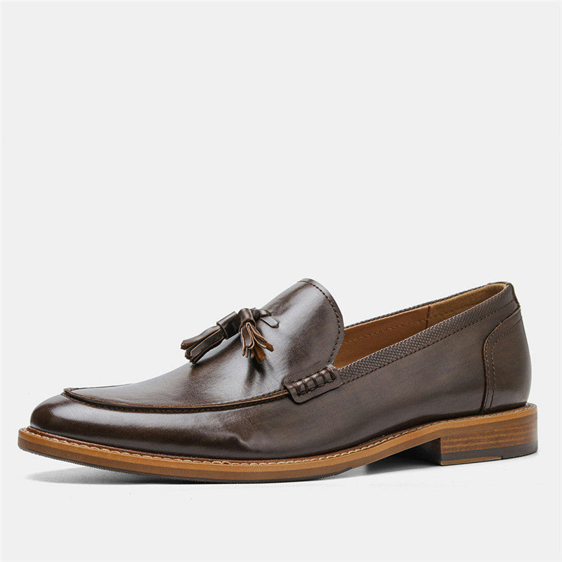 Men Casual Shoes Leather Loafers Business Dress Formal Shoes Brown