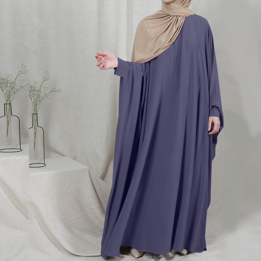 Hijab Dress Prayer Garment Jilbab Abaya Fog blue One size