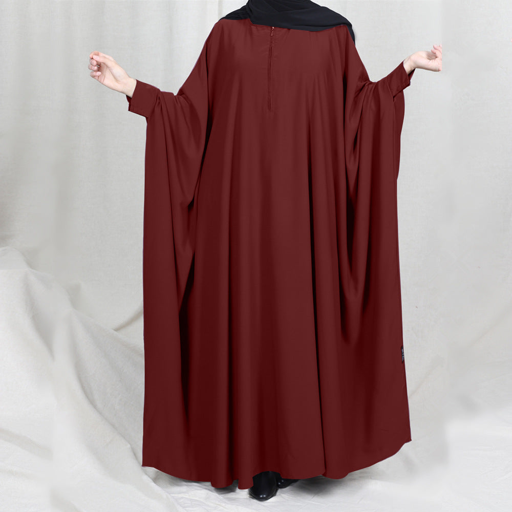 Hijab Dress Prayer Garment Jilbab Abaya Red wine One size